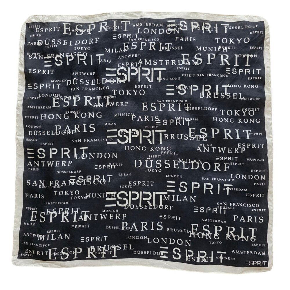 Esprit World-Wide Print Silk Scarf Made in Italy 19.5"x19.5"